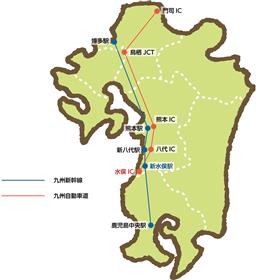 九州新幹線・高速道路図